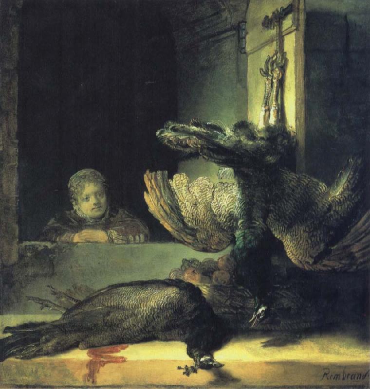 REMBRANDT Harmenszoon van Rijn Girl with Dead Peacocks